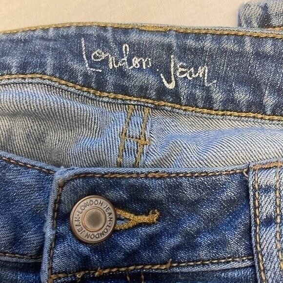 London Jeans Medium Wash Straight Leg Classic Minimalist Cotton Blend Jeans 8 - Picture 7 of 9